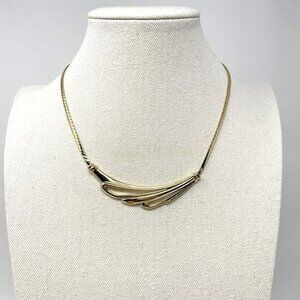 Trifari Vintage Gold Tone Abstract Necklace Womens‎ Jewelry Disco 70s 80s 17"